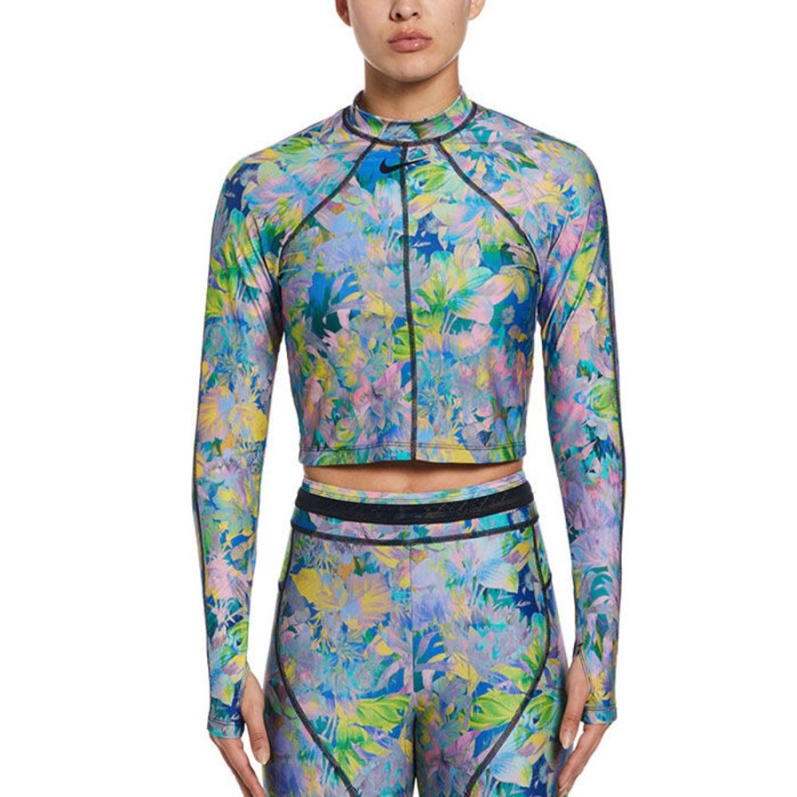 Women Nike Swimwear | Women'S Fusion Long Sleeve Crop Hydroguard Rashguard