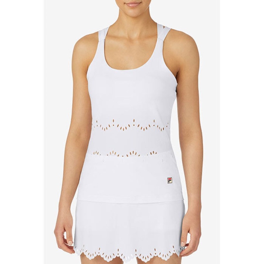 Women Fila Tops | Women'S Tennis Essentials Laser-Cut Crossback Tank Top