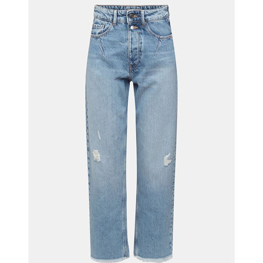 Women Esprit Pants | Women'S High Rise Distressed Dad Fit Jean