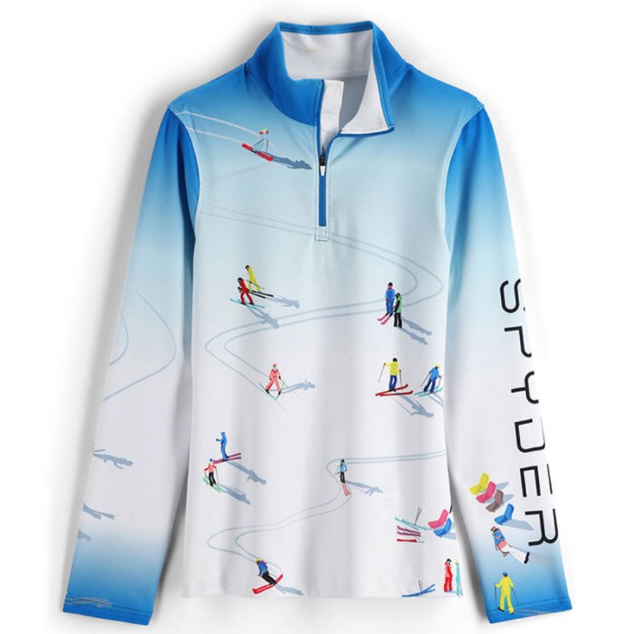 Women Spyder Tops | Women'S Birds' Eye Zip T-Neck Top