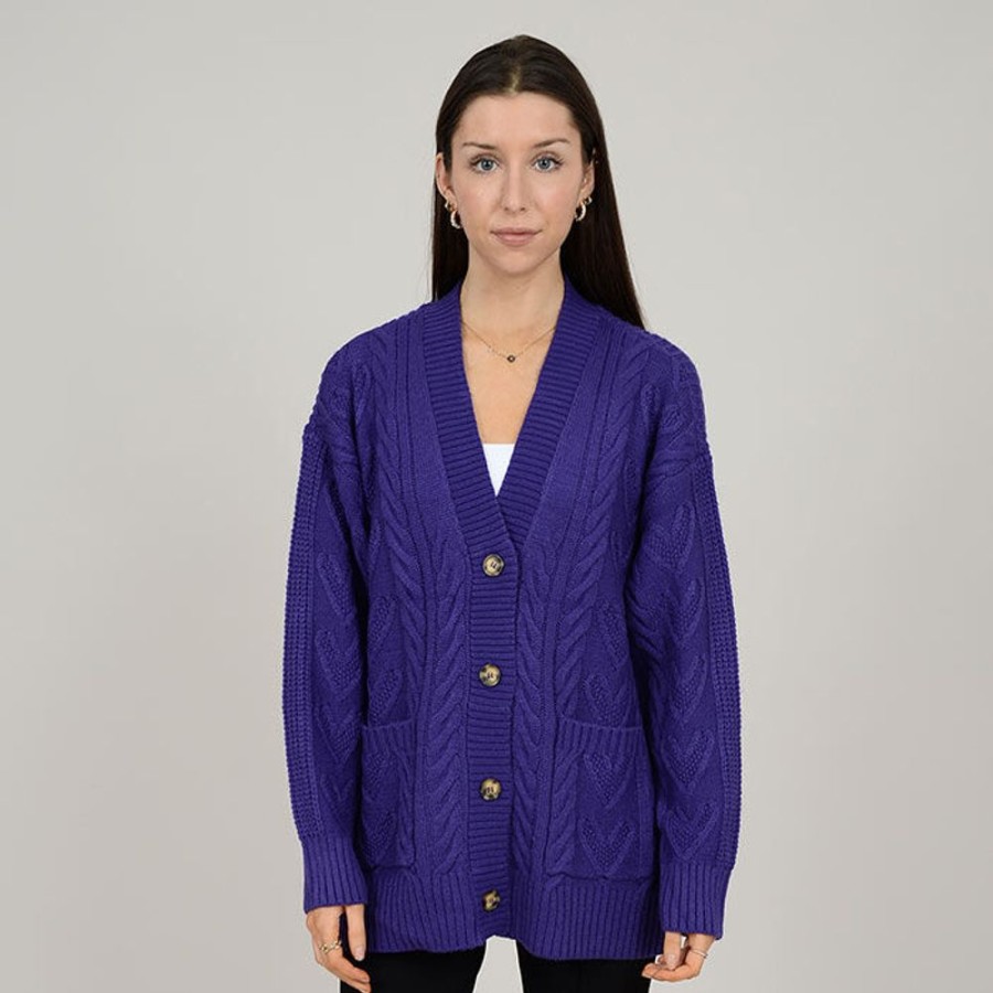 Women Oak & Ivy Sweaters | Women'S Cable Heart Knit Cardigan