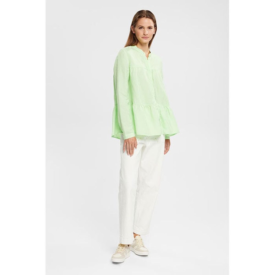 Women Esprit Tops | Women'S Tiered Linen-Blend Shirt