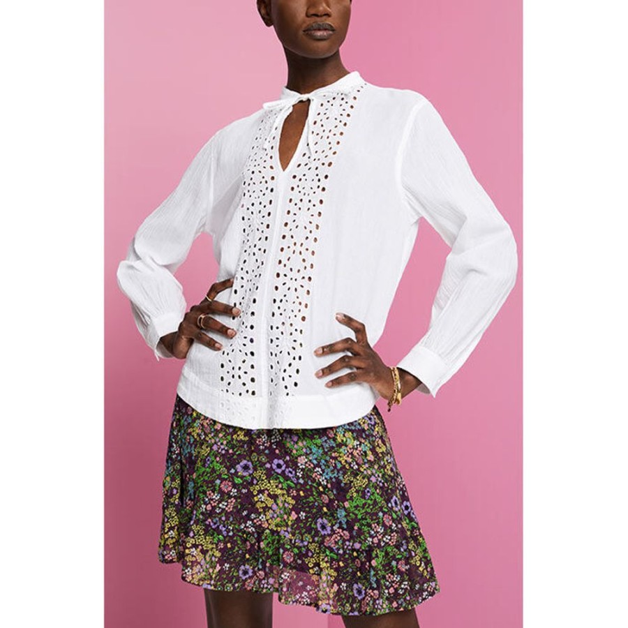 Women Esprit Tops | Women'S Embroidered Cotton Blouse