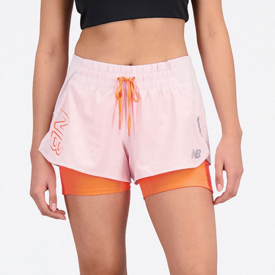 Women New Balance Shorts | Women'S Printed Impact Run 2-In-1 Short