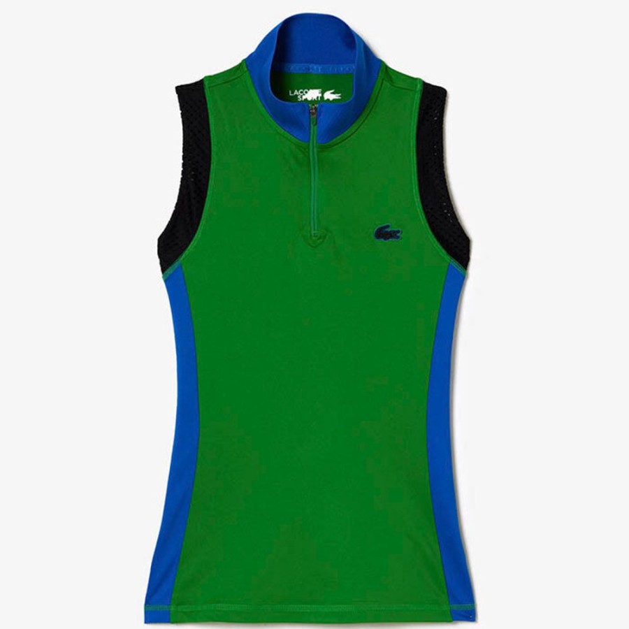 Women Lacoste Tops | Women'S Sleeveless Zip Neck Polo