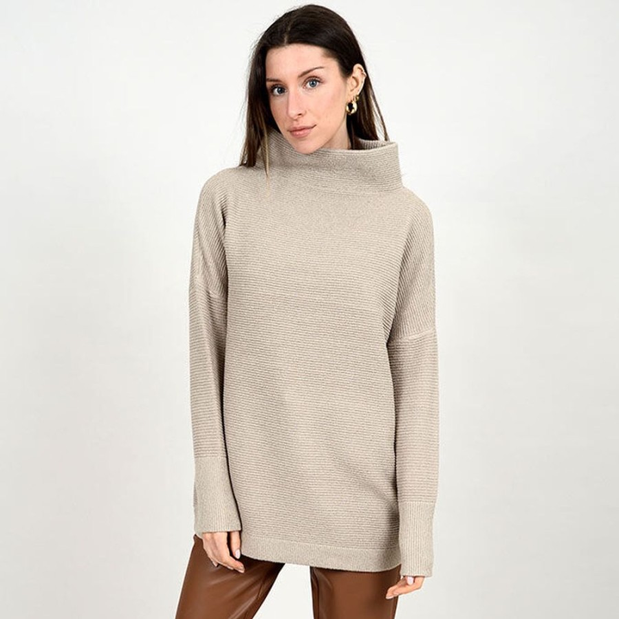 Women Oak & Ivy Sweaters | Women'S Ribbed Mock Neck Long Sweater