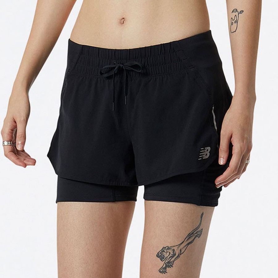 Women New Balance Shorts | Women'S Printed Impact Run 2-In-1 Short