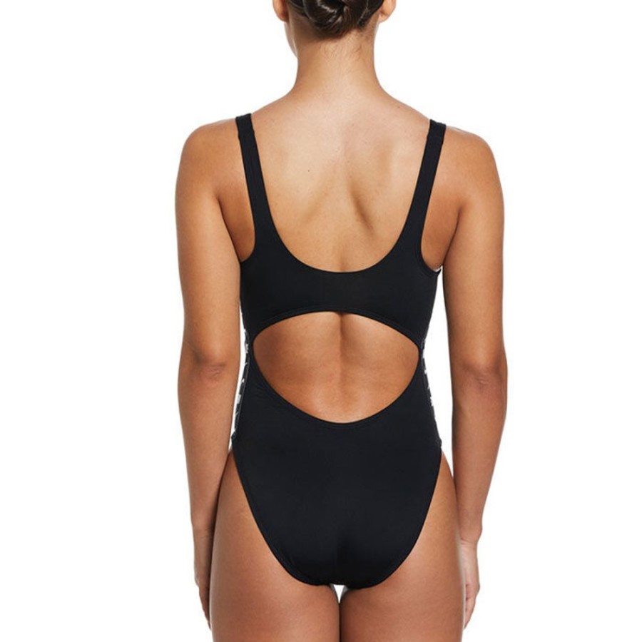 Women Nike Swimwear | Women'S Logo Tape Cut-Out One-Piece Swimsuit