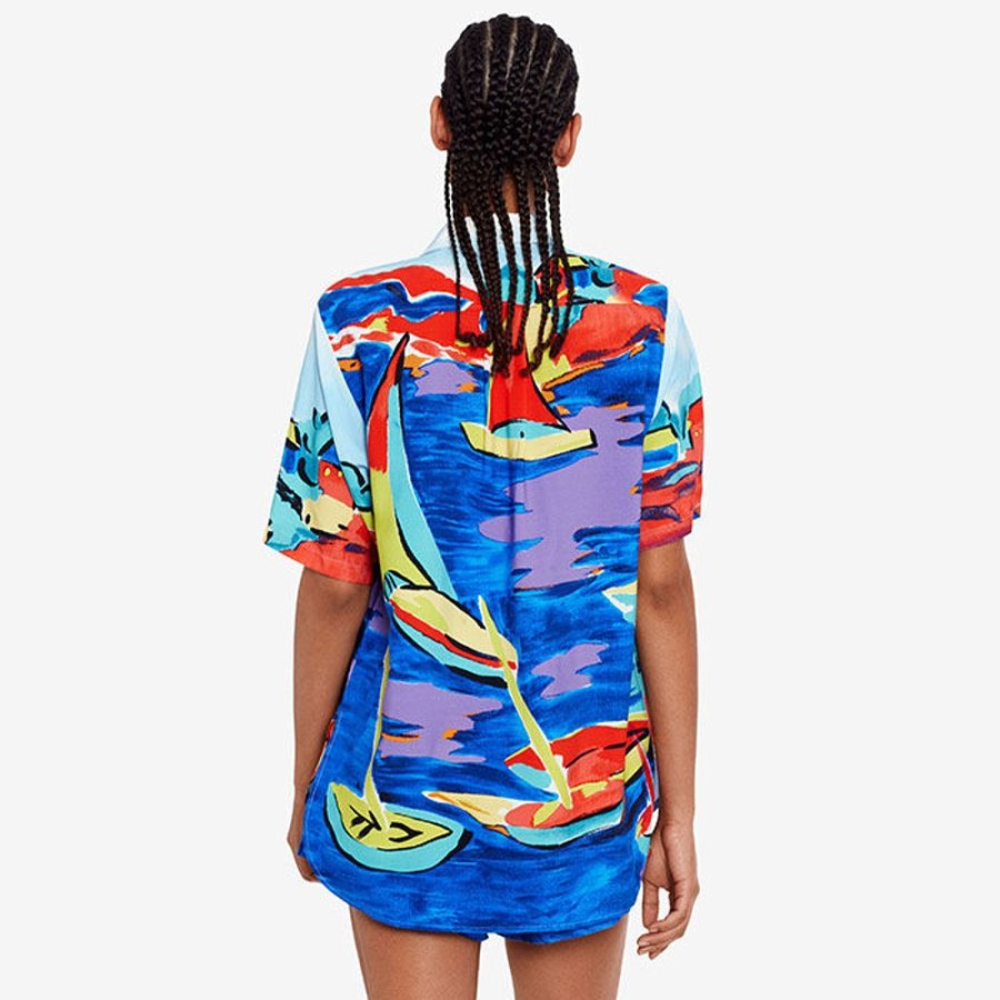 Women Polo Ralph Lauren Swimwear | Women'S Print Shirt + Short Two-Piece Set