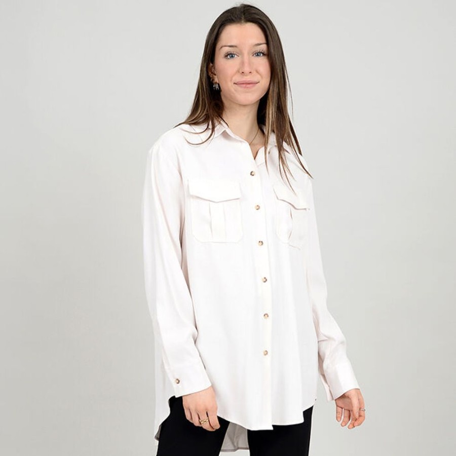 Women Oak & Ivy Tops | Women'S Oversized Button-Down Shirt